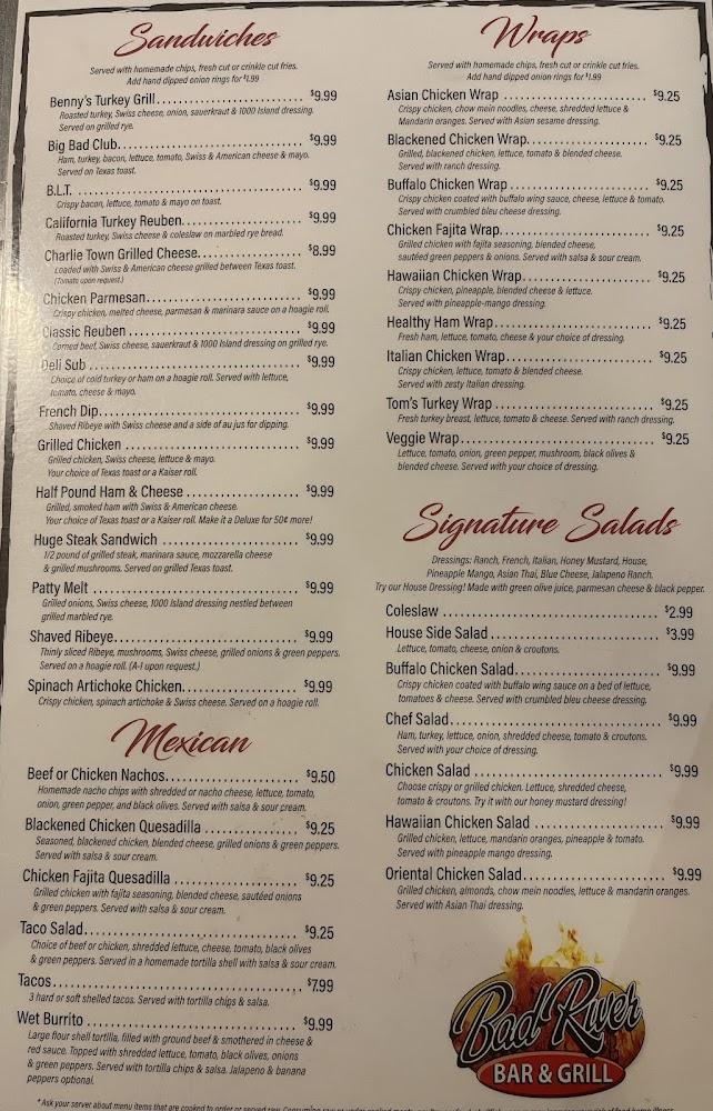 Bad River Bar & Grill Menu image 2