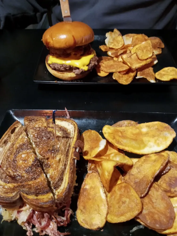 Reuben Sandwich and BBQ Burger
